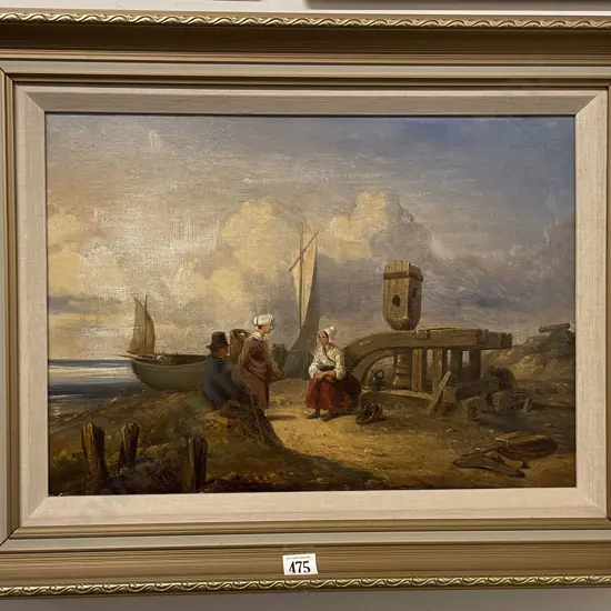 R P Bonnington - European Coastal Scene with Figures