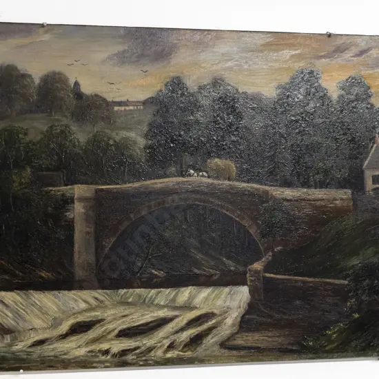 Unknown Artist - English Stone Bridge with Horse & Cart
