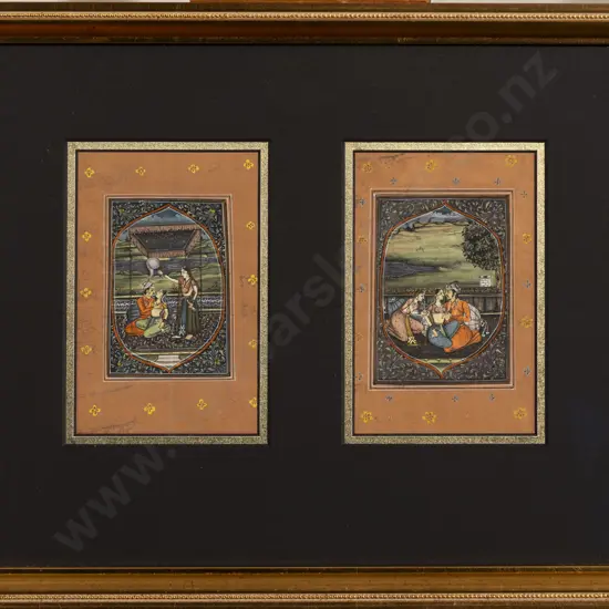 Pair Moghul School Illustrations Framed as One