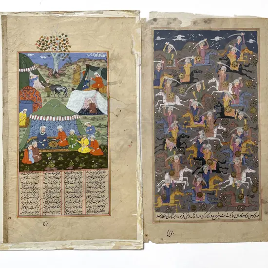 Two Moghul School Illustrated Manuscript Pages (unframed)