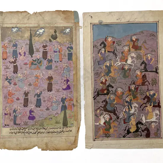 Two Moghul School Illustrated Manuscript Pages (unframed)