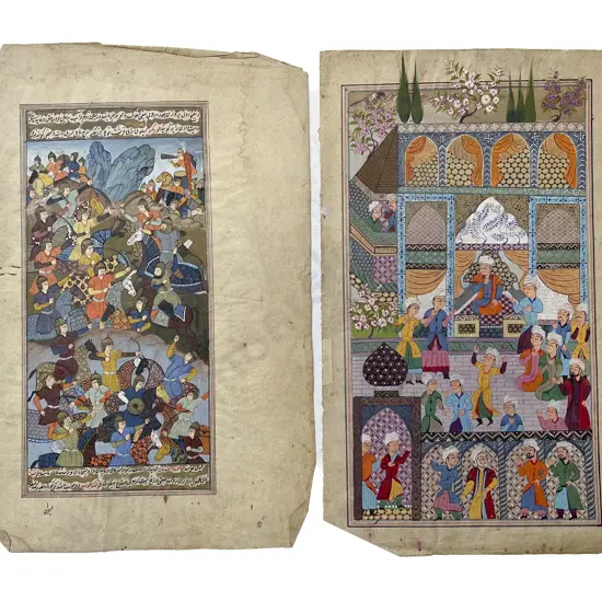 Two Moghul School Illustrated Manuscript Pages (unframed)