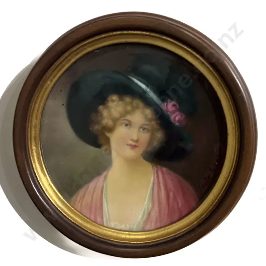Small Porcelain Plaque by Leslie Johnson Artist for Royal Doulton - Portrait of A Lady