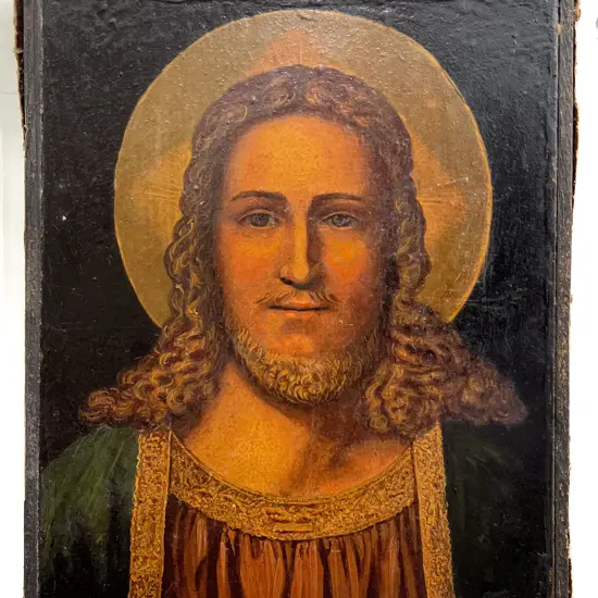 C19th Icon Depicting Jesus with Halo