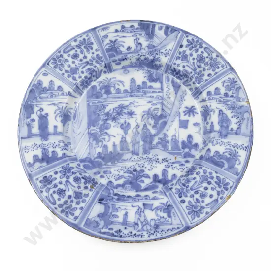 C17th Dutch Kraak Delftware Blue & White Charger
