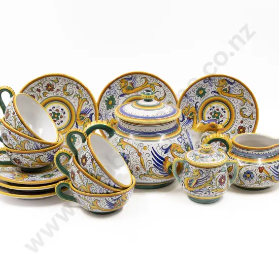 C1950's Deruta Umbria Pottery 15pce Tea Set