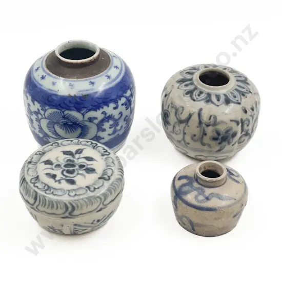 Three Pieces of Provincial Blue & White Ming and Other