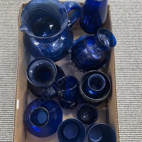 Quantity of Assorted Blue Glassware