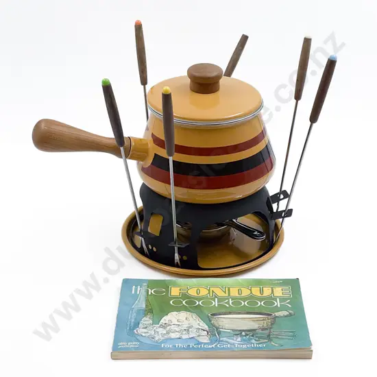 Mid Century Fondue Set with Cook Book