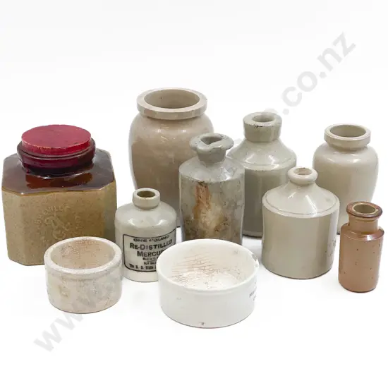Quantity of Assorted Small Vintage Stoneware Bottles including Paste Pot etc