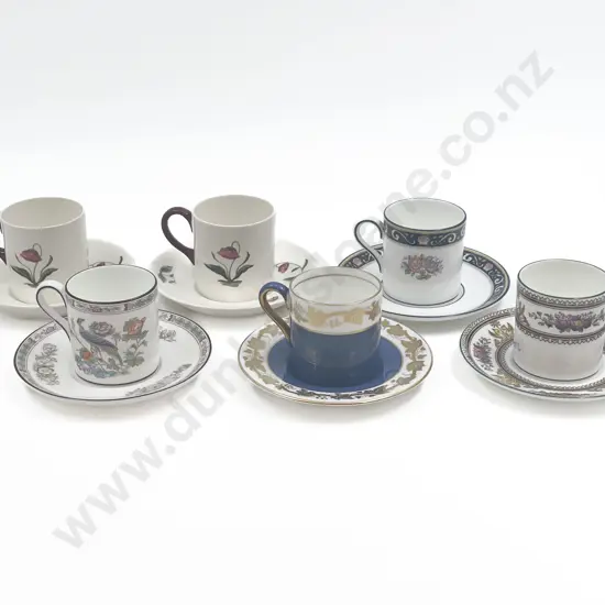 Six Wedgwood Fancy China Cups and Saucers