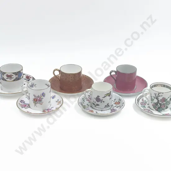 Six Fancy China Coffee Cups and Saucers