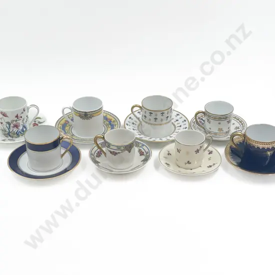Box of Assorted Fancy China Coffee Cups and Saucers