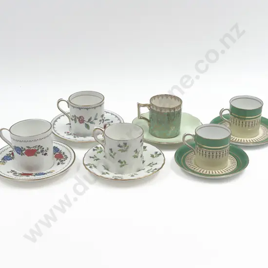 Six Fancy China Coffee Cups and Saucers