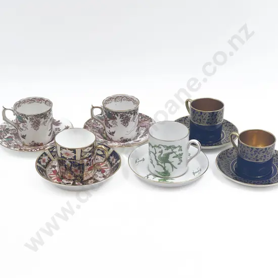 Six Fancy China Coffee Cups and Saucers