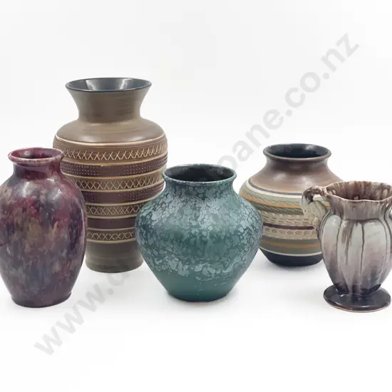 Five Assorted German Pottery Vases