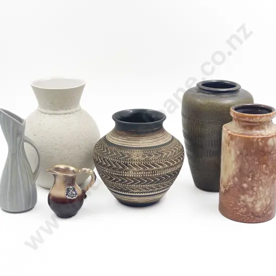 Five Assorted German Pottery Vases