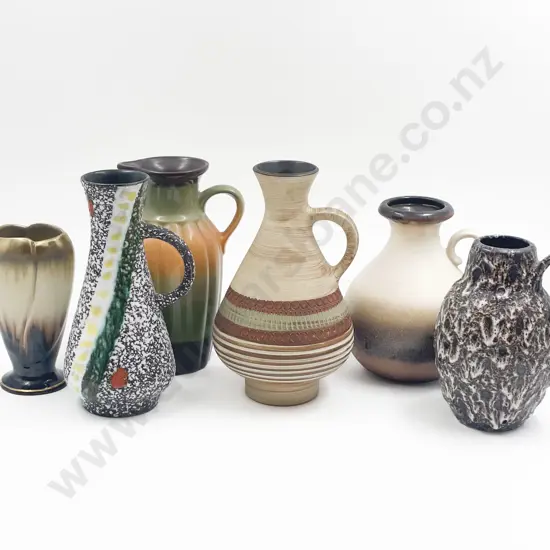 Five Assorted German Pottery Vases