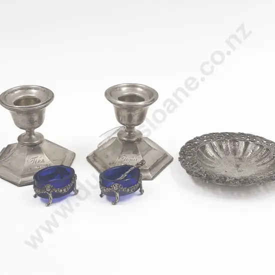 Small Quantity of Assorted S/S including Pair of Candle Holders