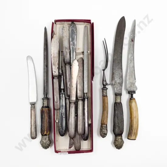 Quantity of Assorted Cutlery and Horn Handled Carving Sets