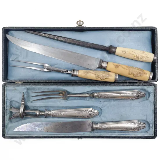 2 Vintage 3 Piece Carving Sets