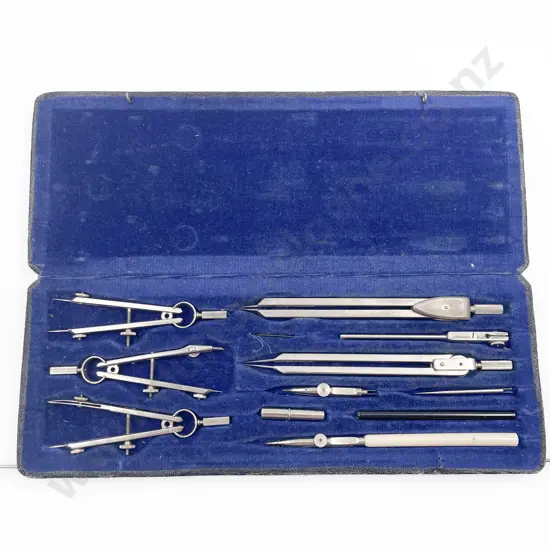 Vintage Cased Compass Set