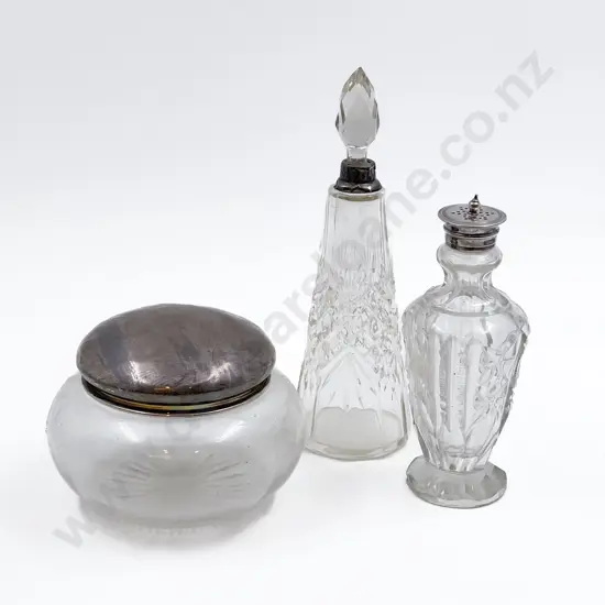 S/S Topped Powder Bowl and S/S Rimmed Scent Flask with Other