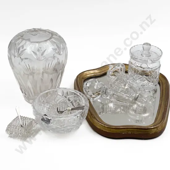 Quantity of Assorted Including Decanter Stoppers with Small Gilt Painted Mirror etc