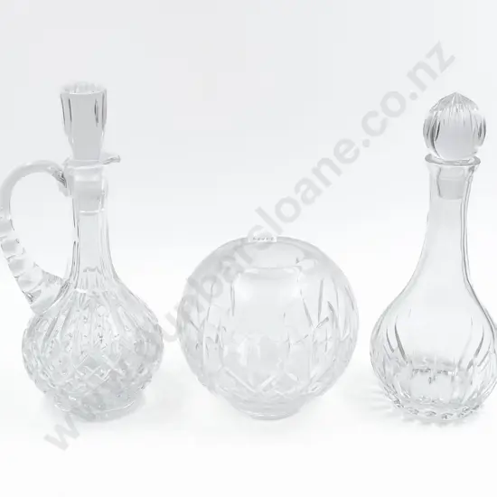Waterford Ovoid Crystal Vase with Stoppered Jug and Decanter