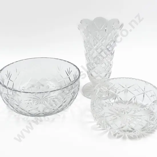 Crystal Vase and Two Crystal Bowls
