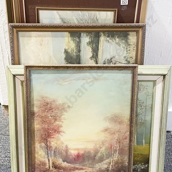 Pair of John Gully Prints together with Four Assorted Oil Works