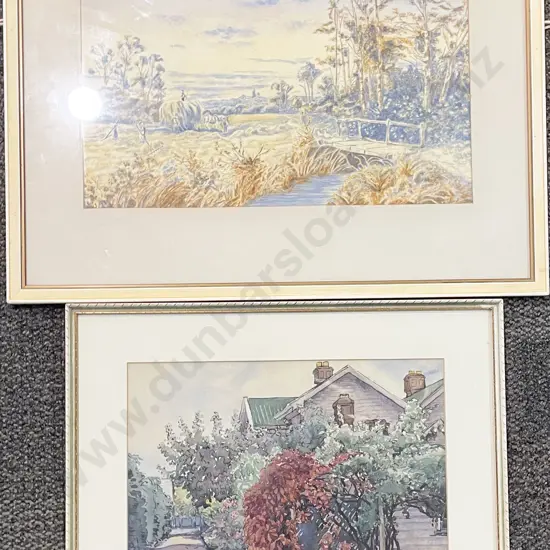 W/C Backyard Scene Signed Scott together with Other W/C