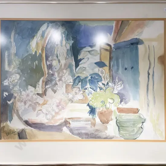 Betty Eaton - Courtyard Scene - W/C on Paper