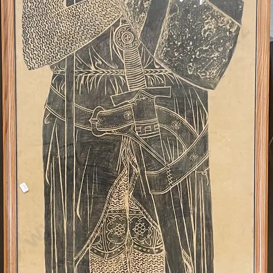 Large Brass Rubbing of Medieval Knight