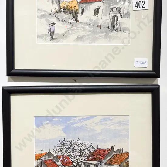 Two Small Asian W/C Street Scenes by the Same Hand