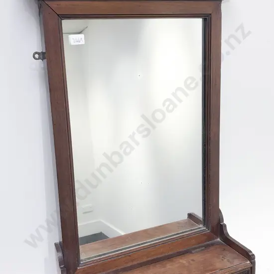 Mahogany Wall-hanging Mirror with Compartment to Base