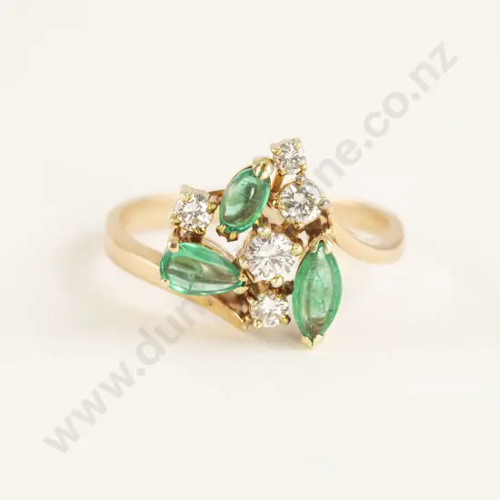 14ct Eight Stone Emerald and Diamond Dress Ring