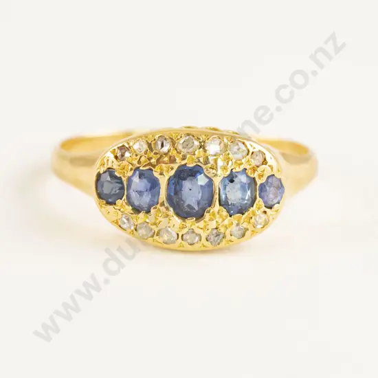 Vict 18ct 19stone Sapphire and Diamond Ring