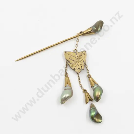 Aust Colonial 9ct Map of Tasmania Stick Pin