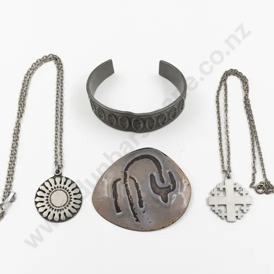 Mid C20th R Tennesmed Sweden Pewter Pendant together with Danish Pewter pendant