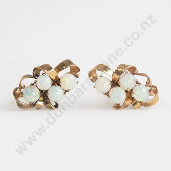 Pair 14ct Opal Cluster Earrings