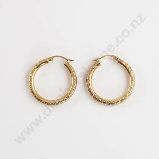 Pair 9ct Hoop Earrings