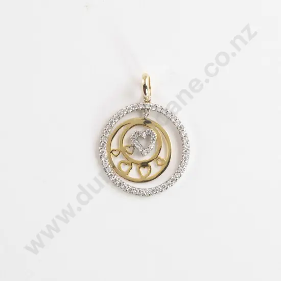 18ct Yellow and White Gold Diamond Heart Pendant