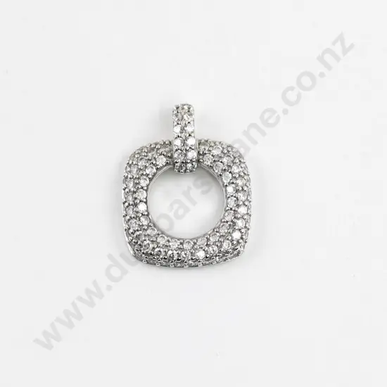 14ct White Gold Cubic Zirconia Cluster Pendant