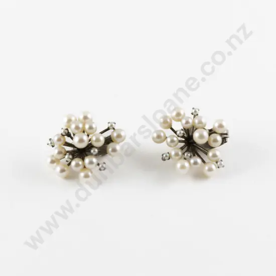 Pair Silver Cultured Pearl Dress Earrings