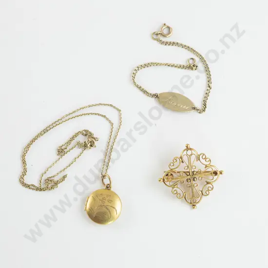 14ct Chinese Circular Locket and Chain