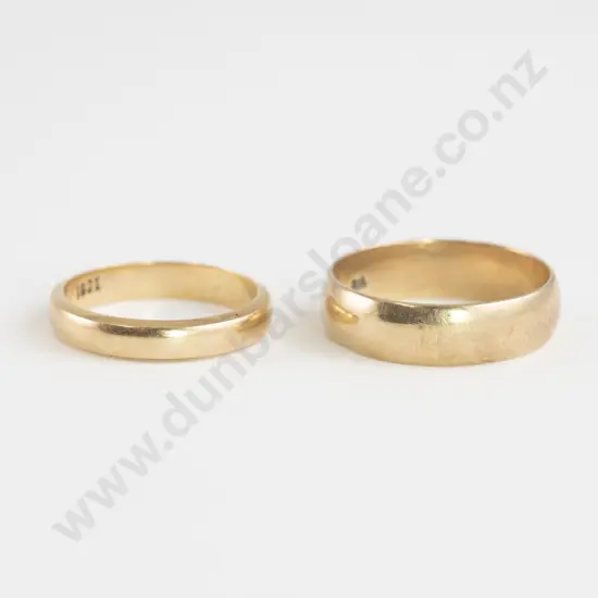 18ct and 9ct Plain Wedding Bands