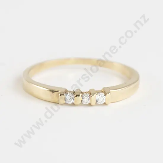 14ct Three Stone Diamond Modern Bridge Ring