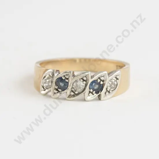18ct Five Stone Sapphire and Diamond Fancy Band Ring