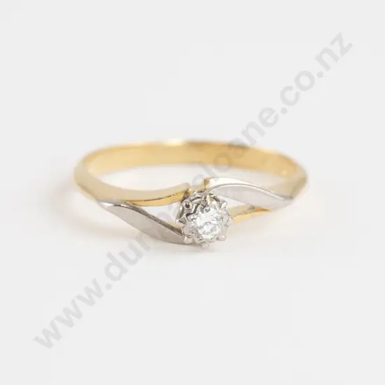 18ct and Palladium Solitaire Diamond Ring